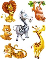 6x Raamstickers jungle dieren - Raamdecoratie - Raam versiering - Kinderkamer decoratie