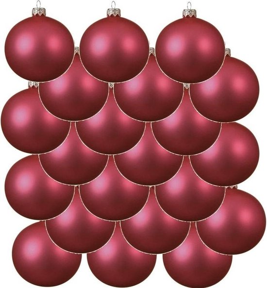 18x Fuchsia roze glazen kerstballen 8 cm Mat/matte