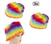 3x Bontmuts regenboogkleuren