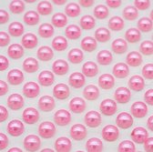 100 Plak oorbellen -Parel- roze-6 mm-  geen gaatjes- kinderen- Dames-Charme Bijoux®