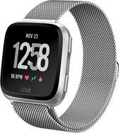 Milanese Loop Armband Geschikt Voor Fitbit Versa 1/2 & Lite Band Strap - Milanees Armband Polsband - Large - Zilver Kleurig