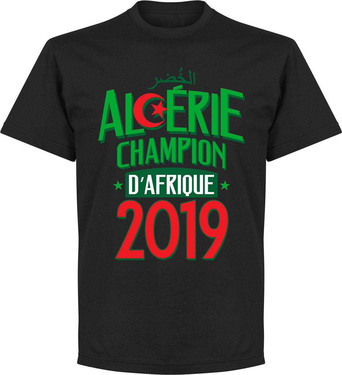 Algerije Afrika Cup 2019 Winners T-Shirt - Zwart - 5XL op Prijzenvolger.com