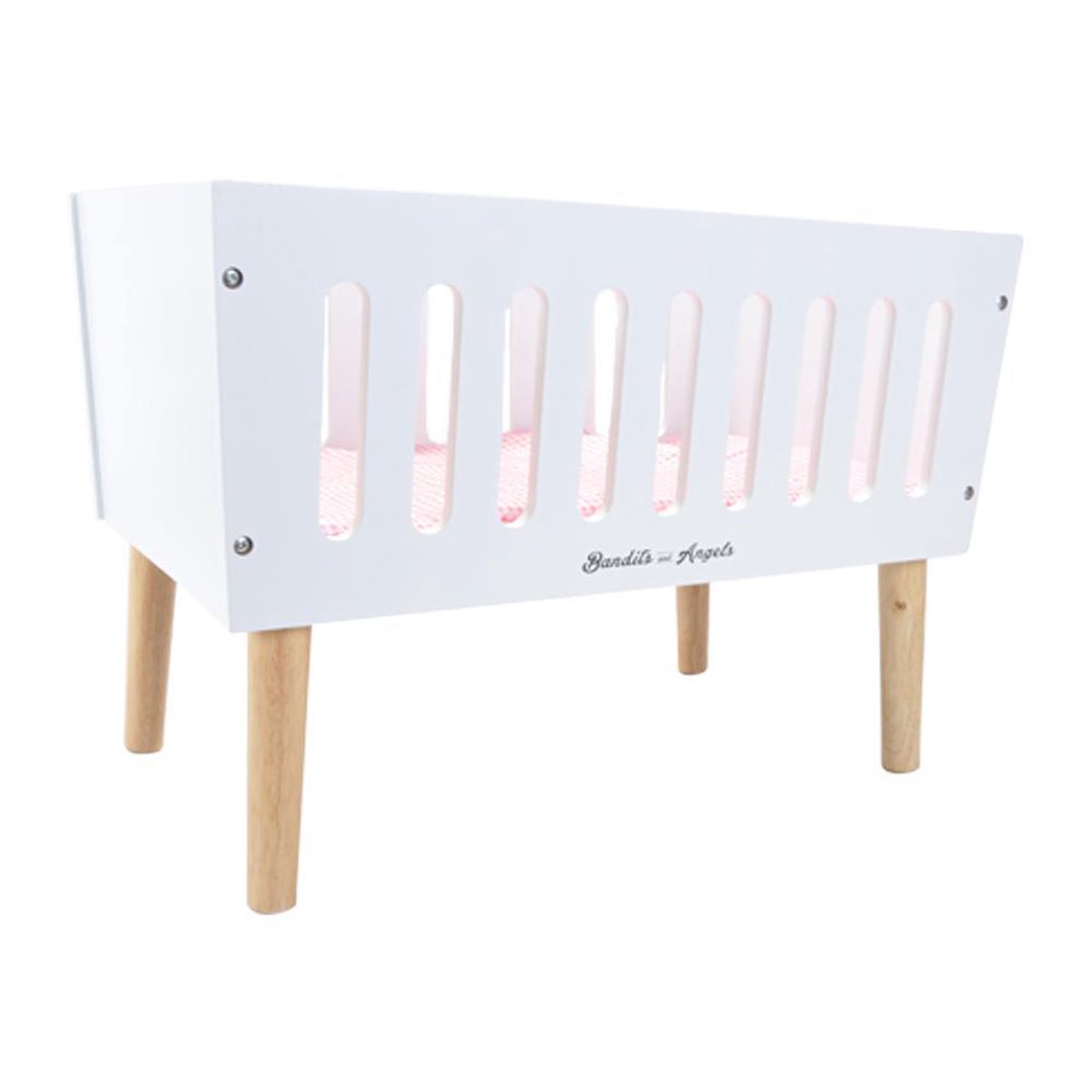 Bandits & Angels Houten Poppenbedje Sweet Dreams Wit - Poppenbed Hout - Geschikt voor Pop tot 46 cm - Inclusief Dekentje - Poppen Bed - Poppen Meubel — afbeelding 7