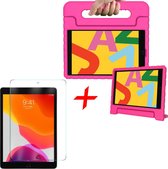 Hoes geschikt voor iPad 2019 / 2020 / 2021 10.2 inch - Screen Protector GlassGuard - Kinder Back Cover Kids Case Hoesje Roze & Screenprotector