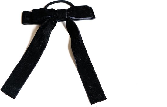 Haar strik met elastiek - haarstrik - zwart fluweel- velvet - paardenstaart  - knot | bol.com