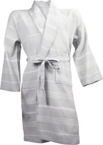 The One Hamam pakket: Hamambadjas en Hamamdoek Licht Grijs-L/XL