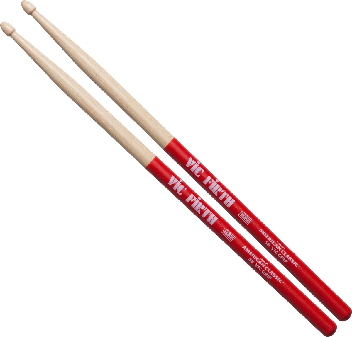 Vic Firth 5BVG Vic Grip drumstokken hickory 5B met houten tip