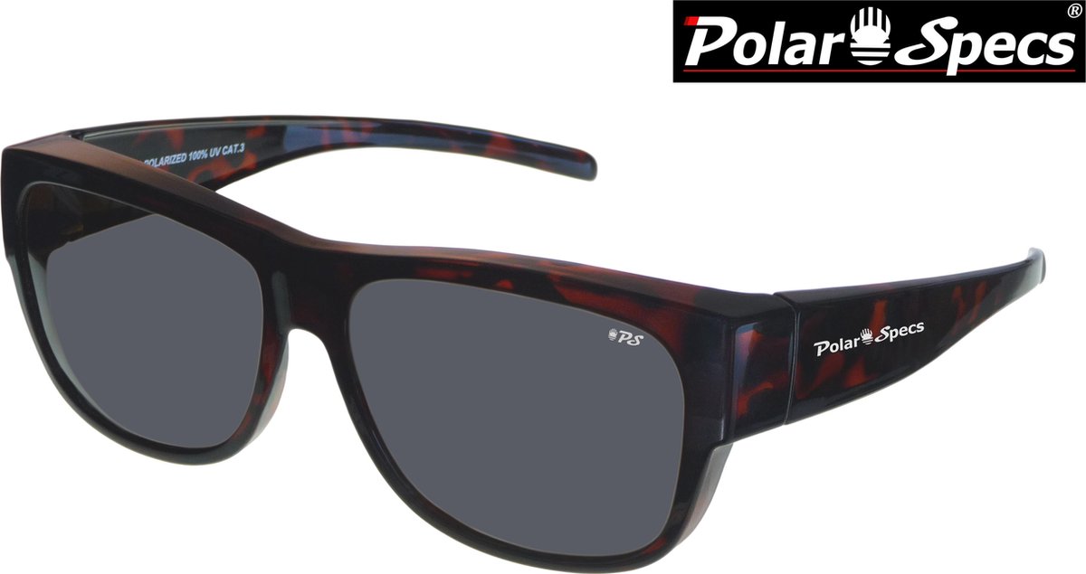 Polar Specs® Overzet Zonnebril PS5096 – Tortoise Brown – Polarized Black – Large – Unisex