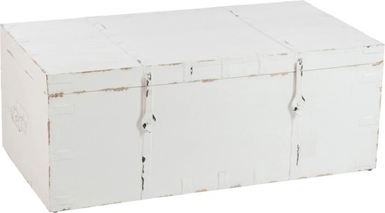 Verwisselbaar postkantoor aangenaam J-Line opbergkist wietze wit hout 45 x 115 x 60 | bol.com