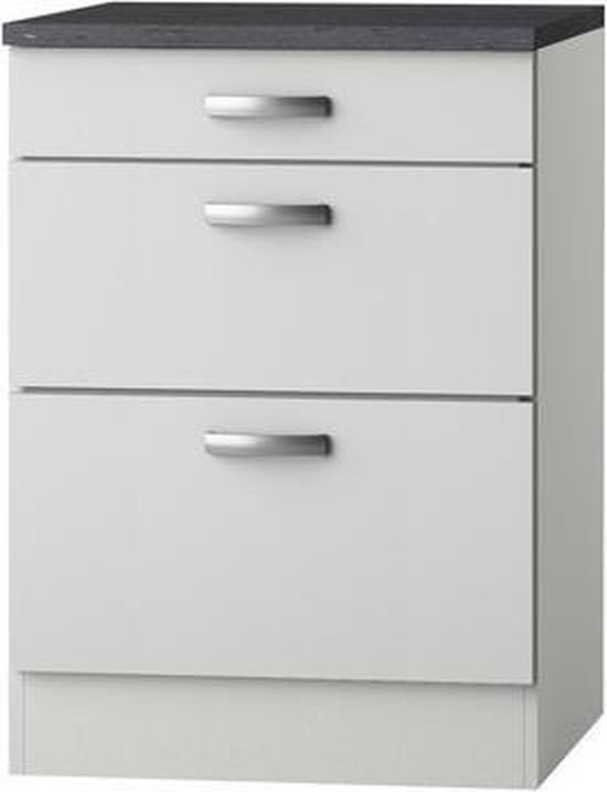 onwettig domesticeren Certificaat Keuken onderkast 60 cm met 3 laden en werkblad - Wit Antraciet - Serie  Lagos286 | bol.com