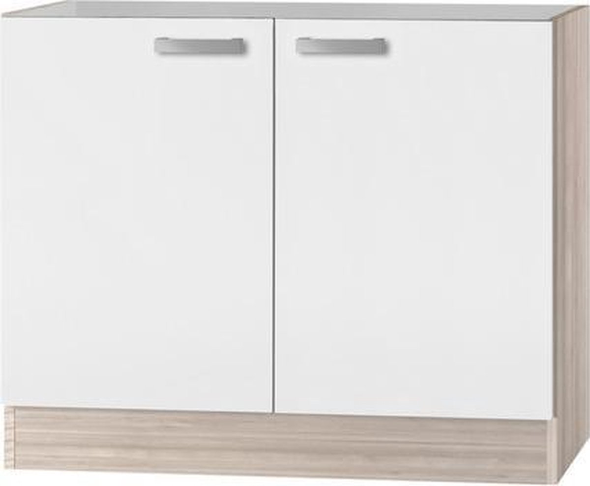 Keuken onderkast voor spoelbak 100cm - Akazie Wit - Serie Genf214 | bol.com