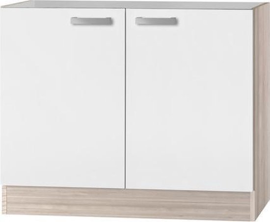 Keuken onderkast voor spoelbak 100cm - Akazie Wit - Serie Genf214 | bol.com