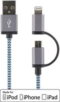 STREETZ IPLH-242 Lightning MFI/Micro-USB Kabel - 1 meter - Blauw