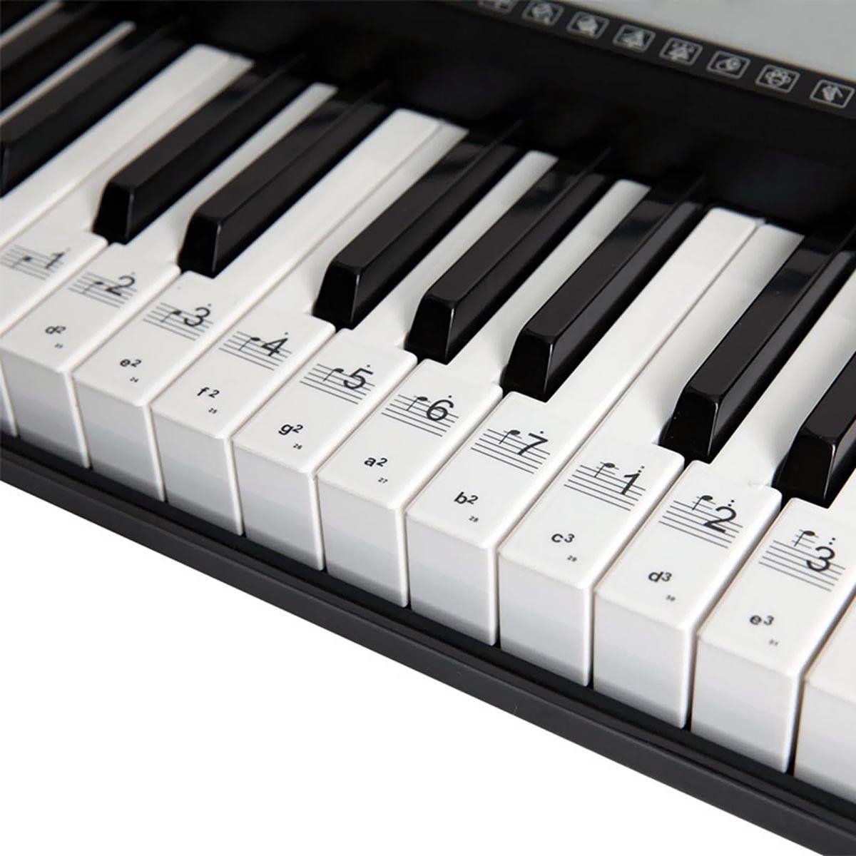 Autocollants de notes de clavier de piano pour touches blanches pour  claviers jusqu'à 88 touches. Lettres colorées lumineuses, transparentes 
