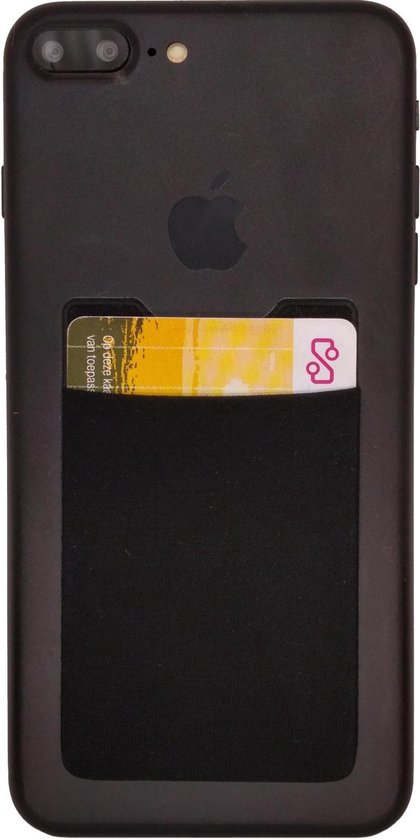 Opplakbare pasjeshouder telefoon - Zwart - Voor elk smartphone(hoesje) - tot 7 pasjes - PlakWallet