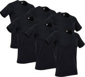 Senvi Slim Fit T-Shirts 6 pack Zwart Maat L