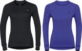 Odlo Suw Top Crew Neck L/S Active Warm 2 Pack Dames Thermoshirt - Black/Deep Blue - Maat M