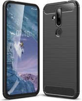Nokia 6.2 / Nokia 7.2 hoesje, gel case brushed carbonlook, zwart | GSM Hoesje / Telefoonhoesje Geschikt Voor: Nokia 6.2 / Nokia 7.2