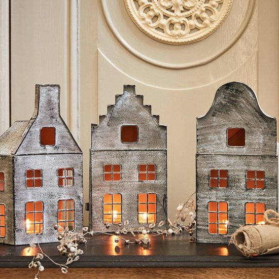 3-delige Lantaarnset Van Metaal – Vintage Design, Voor Binnen En Buiten, In Zwart, Geschikt Voor Kaarsen