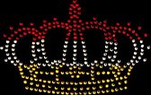 Niiniix Oeteldonk strass strijkembleem kroontje luxe groot 16cmx10cm rood, wit, geel