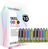 Inktdag inktcartridge voor Epson 18XL multipack van 10 kleuren (4*BK, 2*C, M en Y)  voor Epson Expression Home XP202, XP205, XP30, XP302, XP305, XP402, XP405, XP412, XP415, XP315,