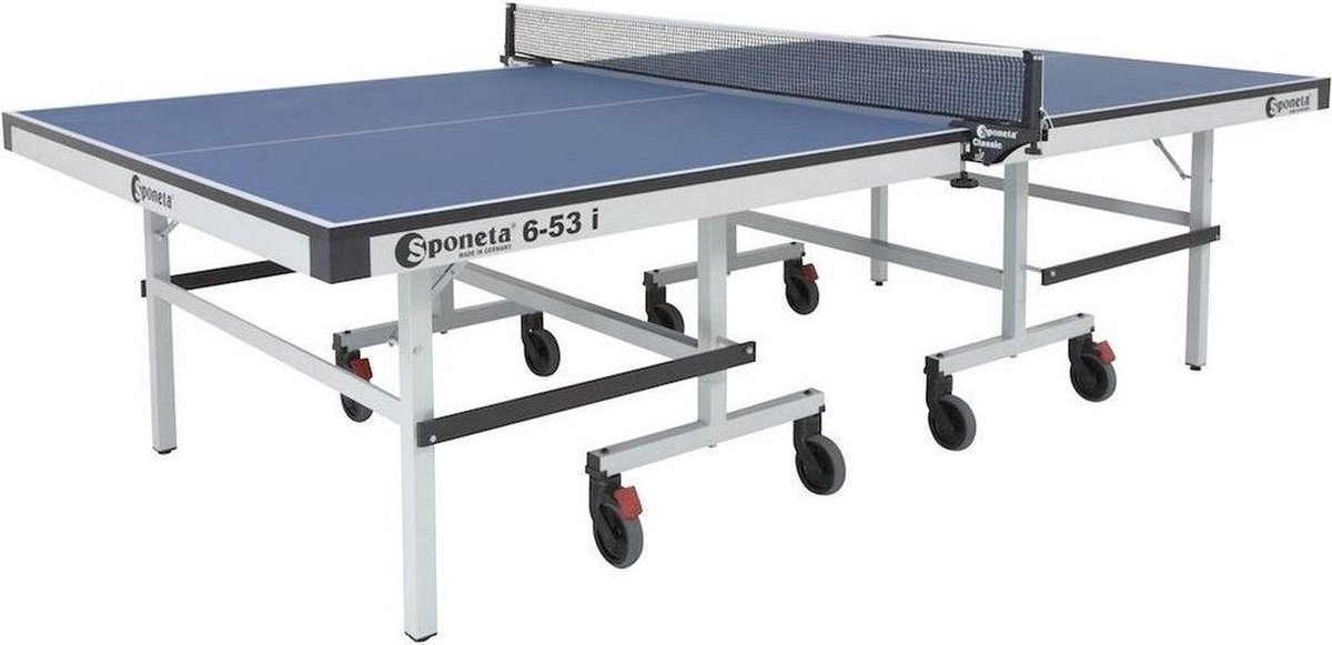 Sponeta® S6-53I Wedstrijd Tafeltennistafel Indoor Blauw - Pingpongtafel voor binnen - 3 jaar garantie - Speeltoestel voor binnen - ITTF goedgekeurd - Inklapbaar - Inclusief Net - Blauw blad - Tafeltennistafel - Made in Germany - Pingpong Tafeltennis
