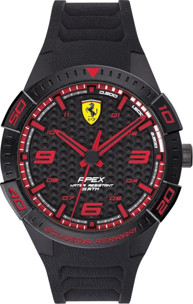 Ferrari Apex 0830662 Horloge - Siliconen - Zwart - Ø 44 mm
