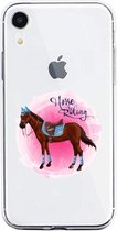 Apple Iphone XR Transparant siliconen hoesje (Horse Riding)