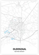 Oldenzaal plattegrond - A4 poster - Zwart blauwe stijl