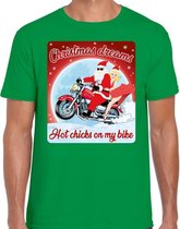 Fout Kerstshirt / t-shirt  - Christmas dreams hot chicks on my bike - motorliefhebber / motorrijder / motor fan roen voor heren - kerstkleding / kerst outfit M