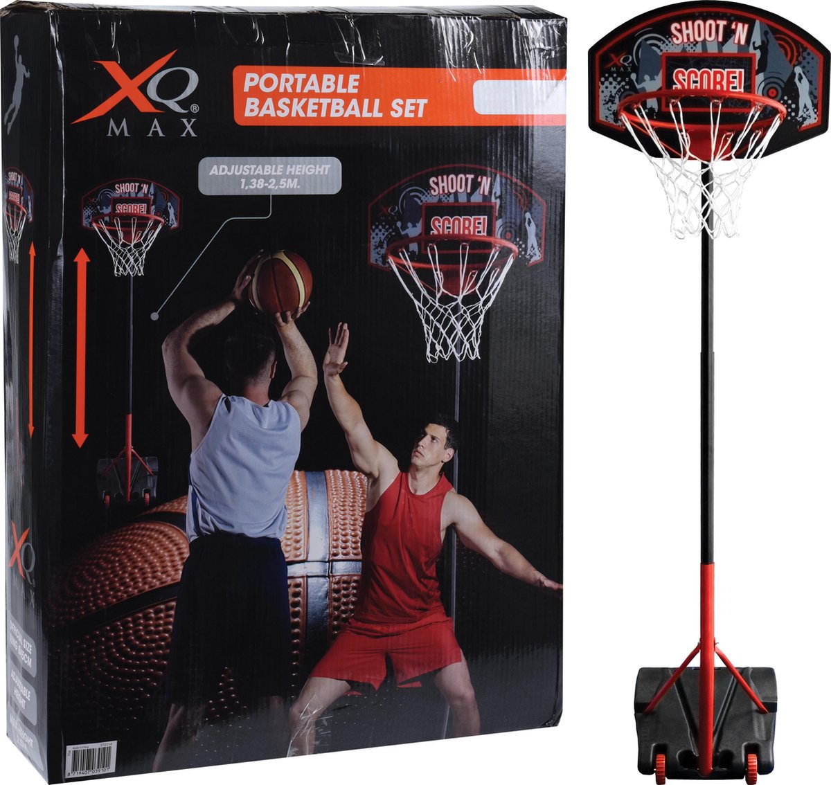 | XQ Max Basketbal standaard set verrijdbaar Kinderen plastic basketbalstandaardset, in hoogte