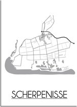 DesignClaud Scherpenisse Plattegrond poster - A2 + fotolijst zwart (42x59,4cm)