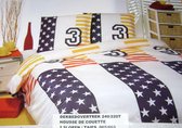 Flanel dekbedovertrek STARS geel 240 x 220  extra warm !
