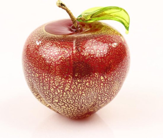 Trots Wig groei Murano Glas Appel Rood met bladgoud H6 cm. | bol.com