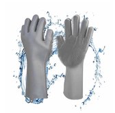 Gants de nettoyage magiques en silicone avec brosses intégrées - gants de nettoyage multifonctionnels - gris - 1 paire