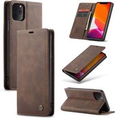 Zacht vintage hoesje / case met 2 kaarthouders en geldsleuf geschikt voor iPhone 11 Pro Max bruin