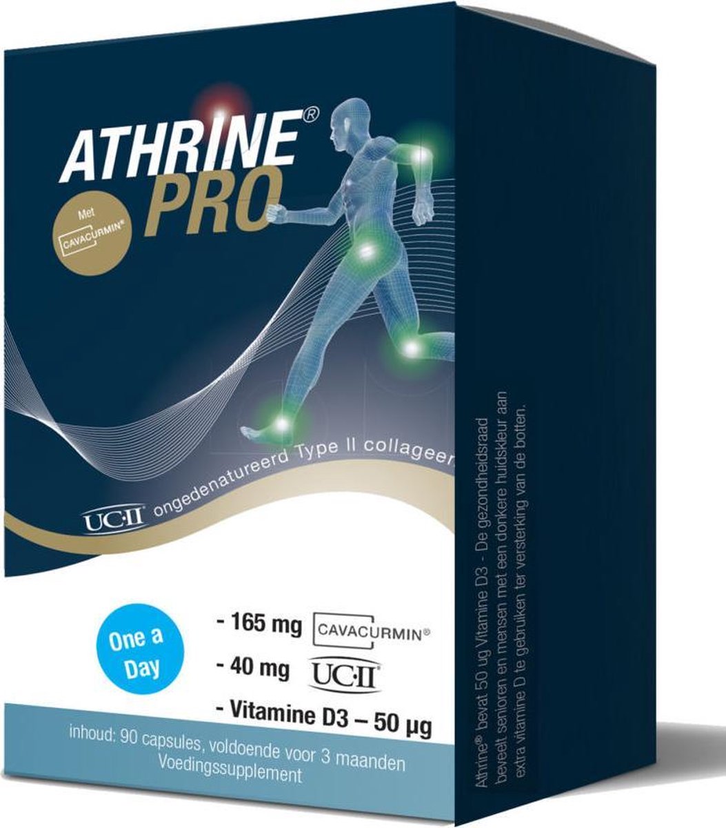 Goedkoopste Athrine® PRO - UC-II®, CAVACURMIN® en Vitamine D3 - 90stuks (3 maanden verpakking