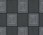 GRAFISCHE TEGELS BEHANG - Grijs Metallic Zwart - AS Creation Il Decoro