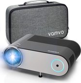Vamvo® Mini beamer, 4000 lux, 1280 x 720p, met draagtas, ondersteunt 1080p multimedia projector LED 50.000 uur voor onderweg of thuisbioscoop op Mobiel, PS4, XBOX ONE, Wii compatibel met HDMI