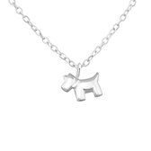 Joy|S - Zilveren hond hanger 8 x 6 mm met ketting 39 cm Sterling zilver 925