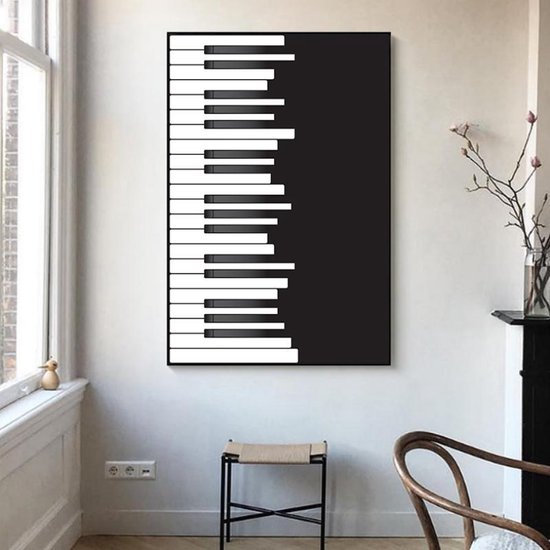 Canvas Pianotoetsen in en Wit * - Kunst aan je Muur - Modern... | bol.com
