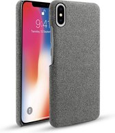 Luxe back cover voor Apple iPhone X - iPhone XS - Grijs - Stof textuur canvas