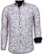 Italiaanse Overhemden - Slim Fit Overhemd - Blouse Baroque Pattern - Roze