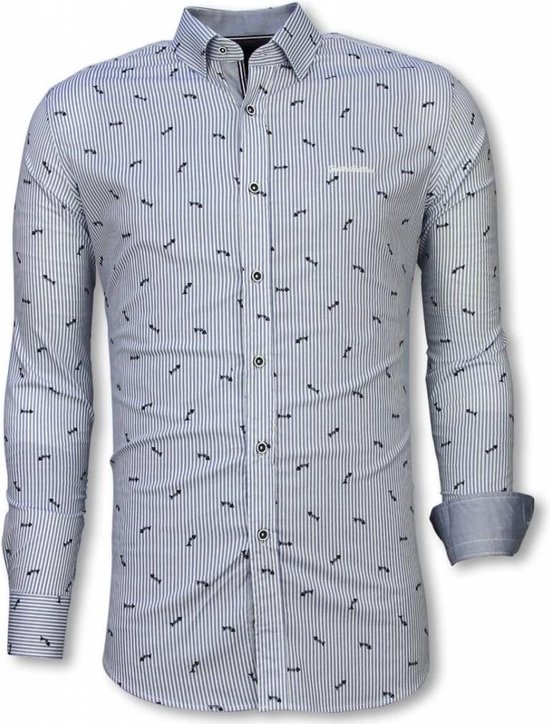 Italiaanse Overhemden - Slim Fit Overhemd - Blouse Fishbone Pattern - Licht  Blauw | bol.com
