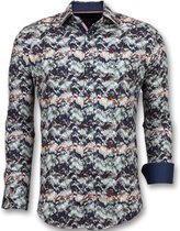 Bijzondere Heren Overhemden - Luxe Italiaanse Blouse - 3008 - Blauw