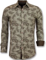 Italiaanse Blouse Mannen - Slim Fit Overhemd Heren - 3001 - Bruin
