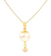 ARLIZI 1758 Ketting Parel Swarovski Kristal  Crème - Sterling Zilver Verguld - 43 cm