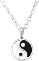 Joy|S - Zilveren Yin Yang hanger 6 x 6 mm met ketting 39 cm Sterling zilver 925