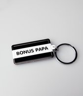 Paper Dreams Sleutelhanger Bonus Papa 13,5 X 4,5 Cm Zwart/wit