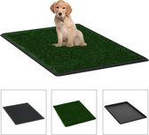 vidaXL - Huisdierentoilet - met - bak - en - kunstgras - 76x51x3 - cm - groen